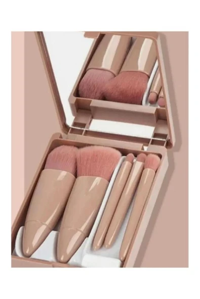 homecraft Taşınabilir Aynalı 5'li Makyaj Fırça Seti Göz Farı, Fondöten, Allık Karıştırma, Makyaj Fırçaları - 4