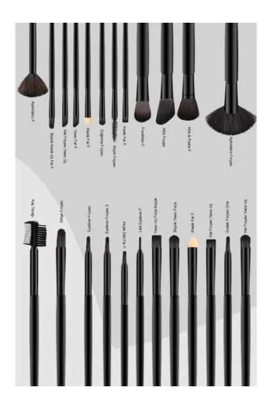 RANA BEAUTY 24'lü Siyah Profesyonel Makyaj Fırça Seti - 5