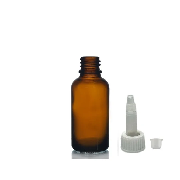 30ml kahverengi cam şişe getamisin kapak, 24 adet, plastik üstten damlalıklı şişe, damlatmalı şişe, damlatıcı şişe - 1
