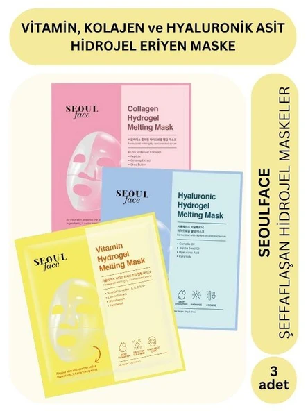 Dermal Vitamin Kolajen ve Hiyalüronik Asit Özlü Hydrojel Şeffaflaşan Eriyen Maske 34g 3 Adet ürün görseli 1