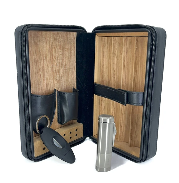 Cohiba Siyah Puro Taşıma Çantası Çakmak Kesici Set - 5