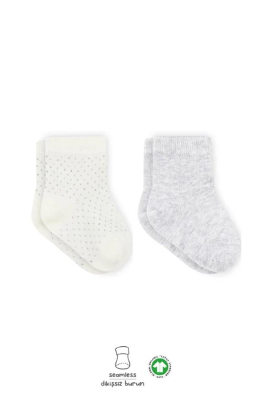 Nessiworld Bistyle Puan Derby Penye Soket Çorap 2'Li BS10103 Gri Ekru
