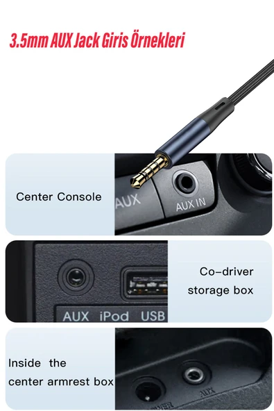 EXENAR  iPhone 15 iPhone 16 Serisi Uyumlu Telefon Konuşması Yapılabilir Araç Araba AUX Type-C Çevirici Kablo - 3