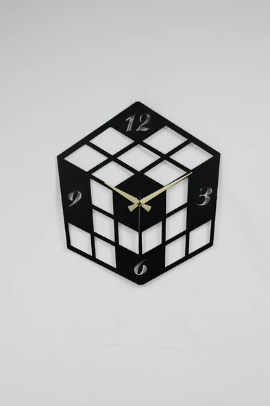 MOOCLOCK Küp Model Metal Lazer Kesim Akar Sessiz Mekanizmalı Duvar Saati - Resim 3