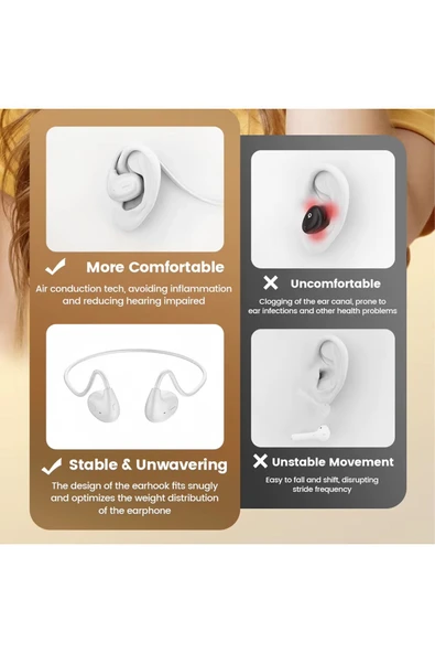 EXENAR  Boyun Bantlı Sporcu Bluetooth Kulaklık Hava İletim Kablosuz Kulaklık Ergonomik-Yüksek Ses Kalitesi - Resim 7