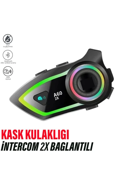 EXENAR  Kask 2X Intercom Kulaklık Su Geçirmez Motorcu Kask Kulaklığı Çift Telefon Bluetooth RGBIşık FMRadyo