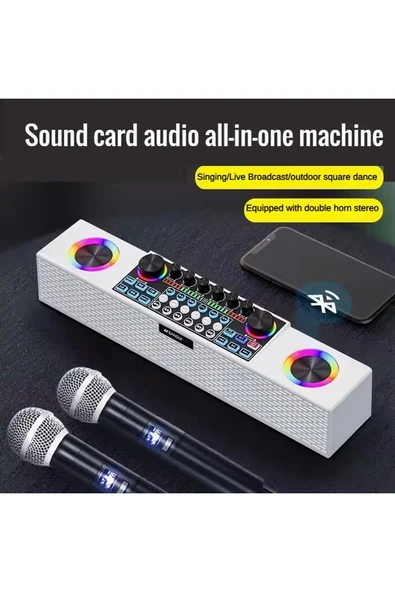 EXENAR  Mini Dj Ses Mikseri Canlı Yayın Ses Kartı Controller Dj Setup Başlangıç Karaoke Çift Mikrofon - 6