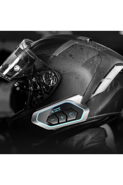 EXENAR  Kask 2X Intercom Kulaklık Su Geçirmez Motorcu Kaskı Kulaklığı Bluetooth RGB Işıklı FM Radyo - 4