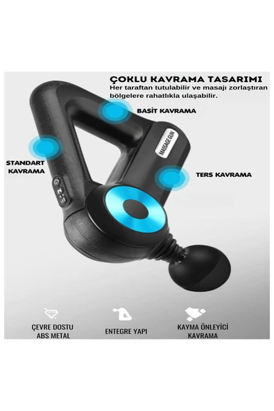 12 Başlıklı Vurmalı Masaj Aleti Çok Fonksiyonlu Titreşimli Masaj Tabancası Spor Sonrası Masaj - 6