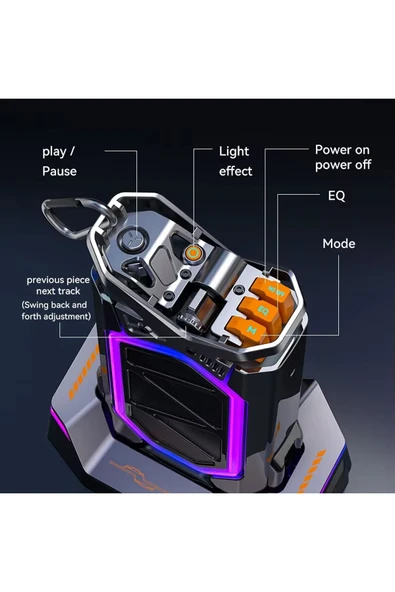 EXENAR  Mekanik Subwoofer Gaming RGB Hoparlör Magnetic Bluetooth Hifi Mega Bass Speaker - 4