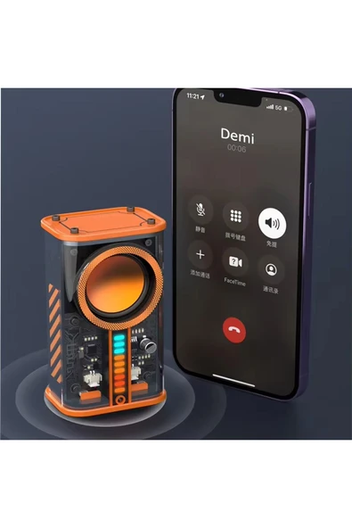 EXENAR  Yüksek Bas ve Tiz Kablosuz Bluetooth Hoparlör LED Işık Android Apple Uyumlu Taşınabilir Mini Speaker - 6