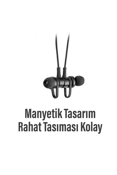 Kablosuz Bluetooth Kulaklık Mikrofon Boyun Askılı Sporcu Stereo Kulaklık 200 Saat Kesintisiz Dinleme - 2