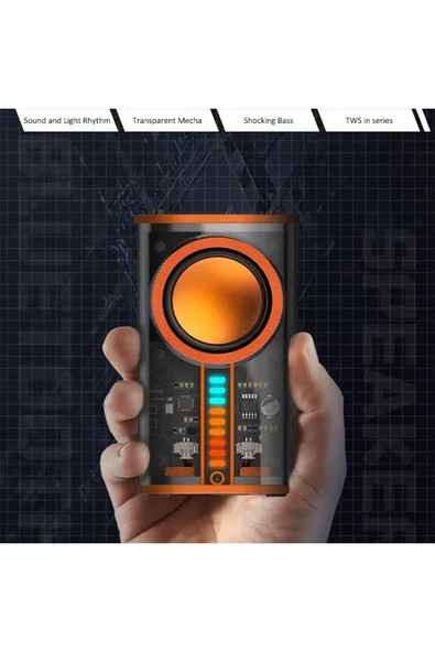 EXENAR  Yüksek Bas ve Tiz Kablosuz Bluetooth Hoparlör LED Işık Android Apple Uyumlu Taşınabilir Mini Speaker - 3