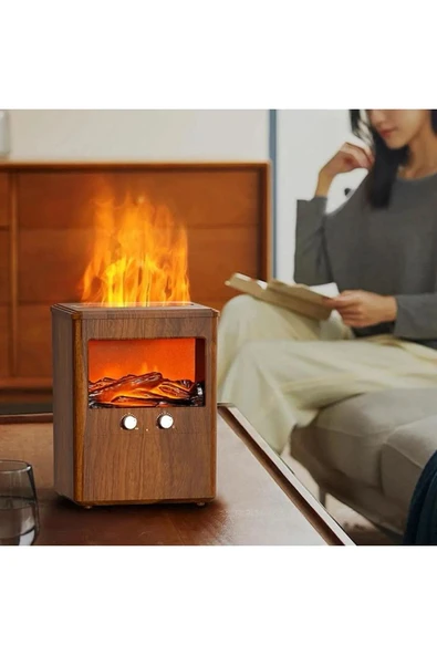 EXENAR  Şömine Dekor 3 Litre Su Hazneli Hava Nemlendirici  3D Alev Aroma Difüzörü - 5