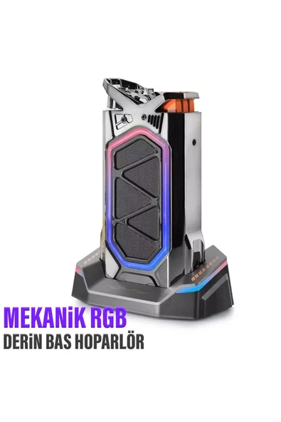 EXENAR  Mekanik Subwoofer Gaming RGB Hoparlör Magnetic Bluetooth Hifi Mega Bass Speaker