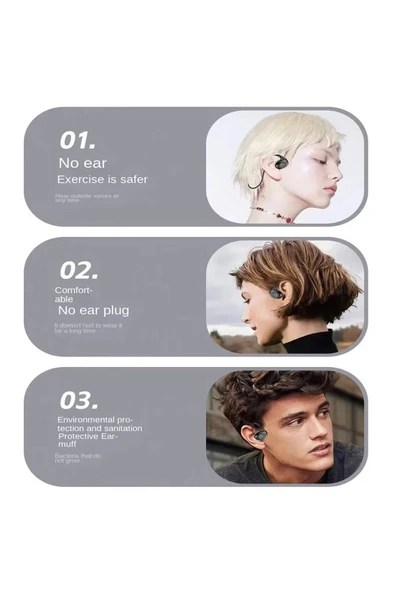 EXENAR  Boyun Bantlı Sporcu Bluetooth Kulaklık Hava İletim Kablosuz Kulaklık Ergonomik-Yüksek Ses Kalitesi - Resim 4