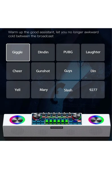 EXENAR  Mini Dj Ses Mikseri Canlı Yayın Ses Kartı Controller Dj Setup Başlangıç Karaoke Çift Mikrofon - 4