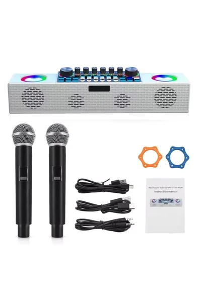 EXENAR  Mini Dj Ses Mikseri Canlı Yayın Ses Kartı Controller Dj Setup Başlangıç Karaoke Çift Mikrofon - 2