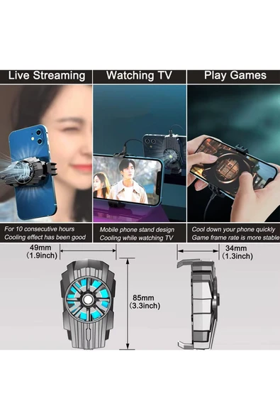 EXENAR  Gaming Cep Telefon Hava Soğutma Fanı Radyatör Soğutucu İos Android Pubg Gaming Soğutucu Uyumlu - 4