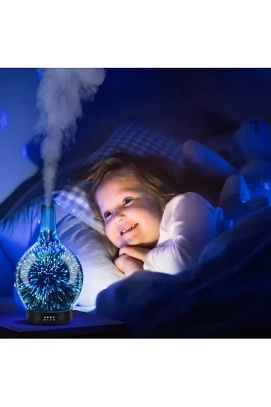 EXENAR  Aroma Terapi Oda Hava Nemlendirici  Renkli Galaxy 3D Cam Buhar Makinesi Çok Renkli Led Işıklı - 4