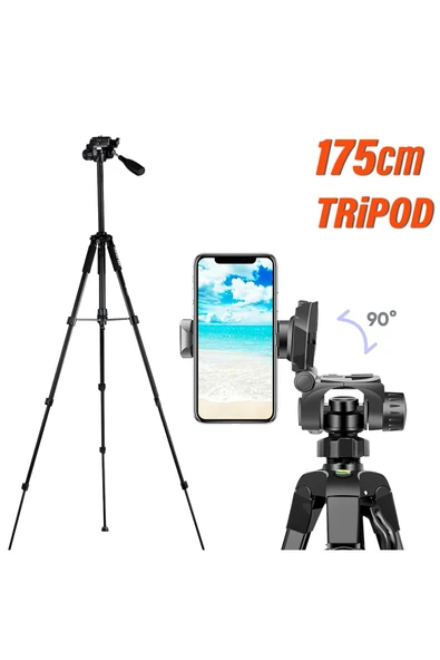 Tripod 175cm 3 Ayak Telefon Video Çekimi Tripodu Uzun Boy Sabitleyici Tripod