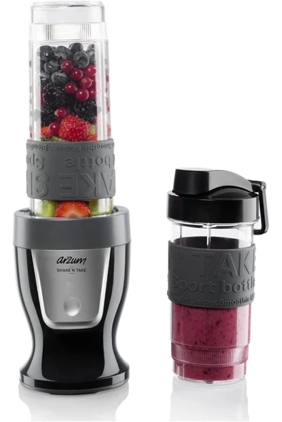 Arzum AR1032 Shake'n Take Kişisel Smoothie Blender, Siyah (300 W, 2 Adet Şişe)