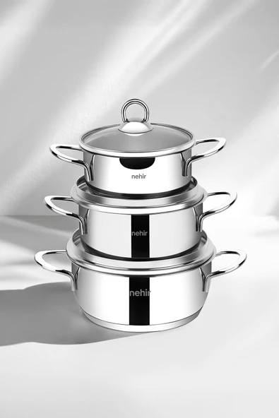 Nehir Silver 6 Parça Paslanmaz Çelik Mini Tencere Seti (12-14-16 cm) - 7