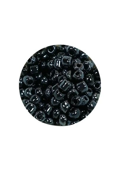 Dökme Cam Kum Boncuk Büyük Boy (6/0) 4 mm - 60 Gram - Siyah - BNC120 - 2