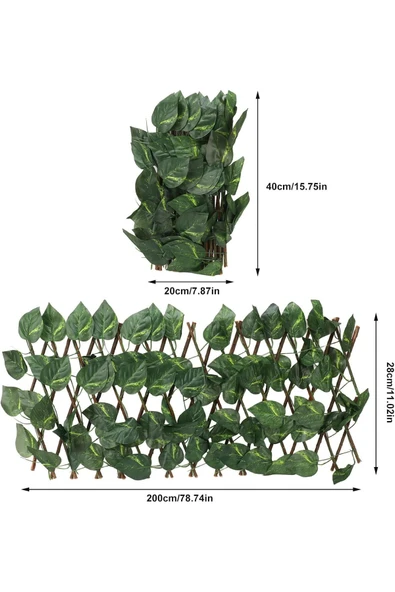 Yapay Sarmaşıklı Açılır Kapanır Akordeon Çit 3 M Çit Bahçe Balkon Çiti - Resim 6