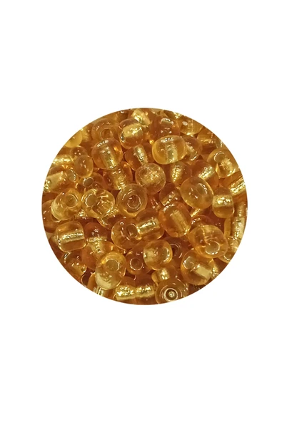 Dökme Cam Kum Boncuk Büyük Boy (6/0) 4 mm - 60 Gram - Şeffaf Bal - BNC119 - 2