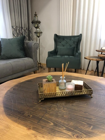 Kahverengi Doğal Ahşap Küp Kaktüs Saksısı ve Canlı Kaktüs - 2