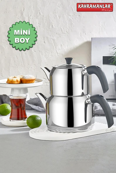 Nishev.com Evini Sev Kahramanlar Delux Soft 4 Parça Çaydanlık Takımı - Mini Boy Antrasit