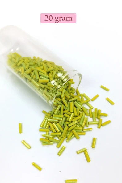 Uzun Boru Kesme Boncuk Çap 2mm Uzunluk 10 mm - 20 Gram - Yeşil - BNC243