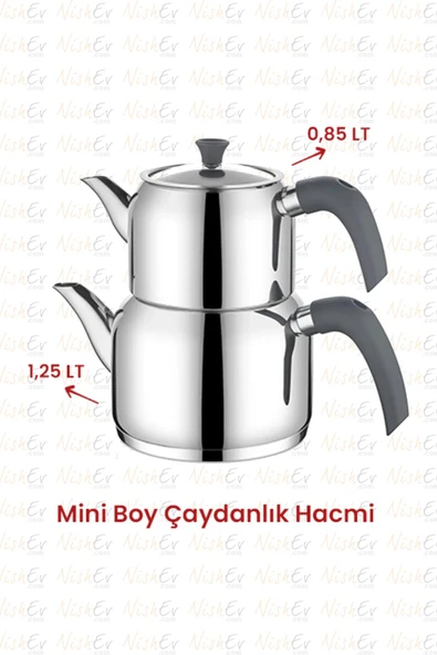 Nishev.com Evini Sev Kahramanlar Delux Soft 4 Parça Çaydanlık Takımı - Mini Boy Antrasit - 2