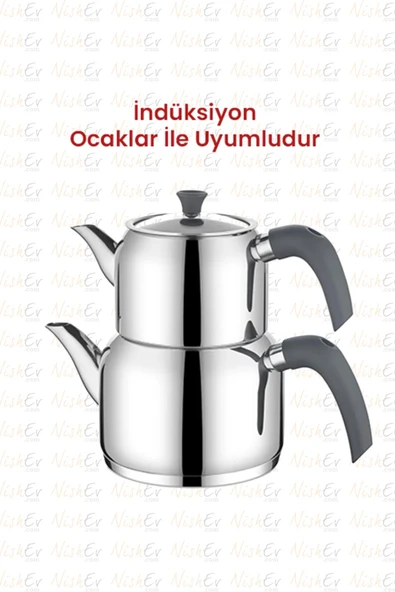 Nishev.com Evini Sev Kahramanlar Delux Soft 4 Parça Çaydanlık Takımı - Mini Boy Antrasit - 3