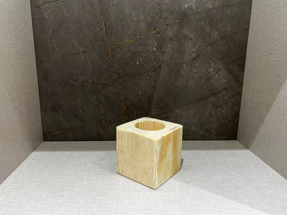 Doğal Ahşap Küp Kaktüs Saksısı