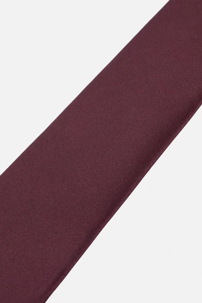 El Yapımı Saten Bordo Ince Kravat - 2
