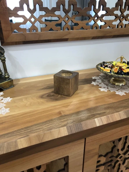 Kahverengi Doğal Ahşap Küp Kaktüs Saksısı - 2