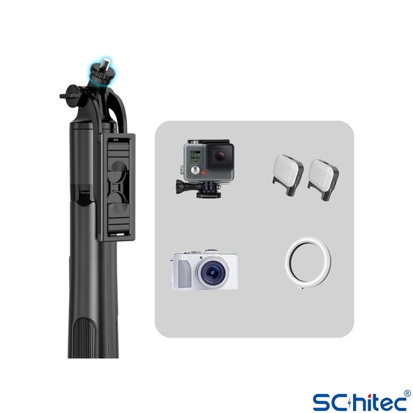 ScHitec Q05 Buetooth Kumandalı Selfie Çubuğu Tripod 1,58m 360° Oynar Başlık - 5