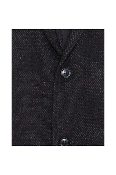 Süvari Çıkma Mono Yaka Slim Fit Gri Kaban - 2