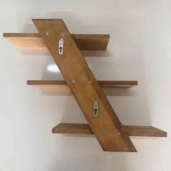 3 bölmeli Duvara Monte Ahşap Raf - 3