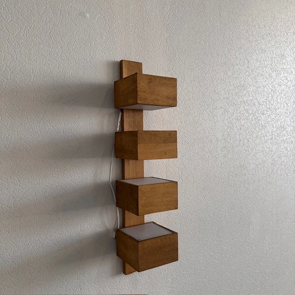 Duvar Tipi 4 Gözlü Modern Işıklı Ahşap Aplik - 2