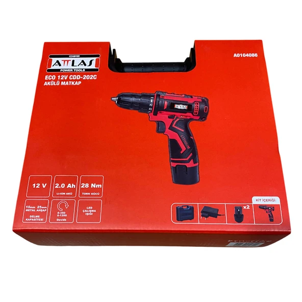 Attlas Eco CDD-202C Kutulu 2 X 2.0 Ah  Li-Ion 12V 28 NM Tork Akülü Vidalama Matkap - 5