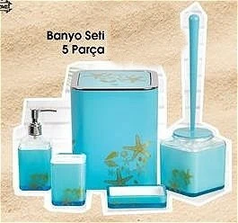 FreeHome Ultralüx Plastik 5 Parça Banyo Seti Mavi