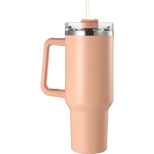 Lumin Quencher Tumbler 0,89 Litre Vakum Yalıtımlı Termos Bardak Kapaklı ve Pipetli Soft Pink - 3