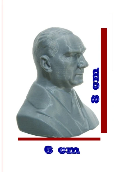 Gri Plastik Atatürk Heykeli Biblo 8 x 6 cm Özel Tasarım - 4