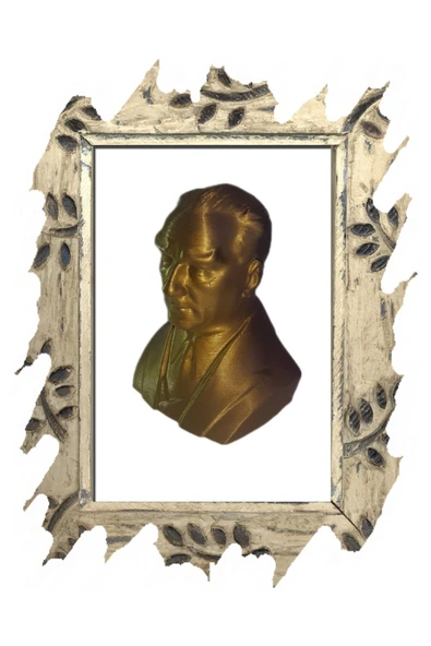 Parlak Gold Plastik Atatürk Heykeli Biblo 10.5x 8.5 cm Özel Tasarım - 2