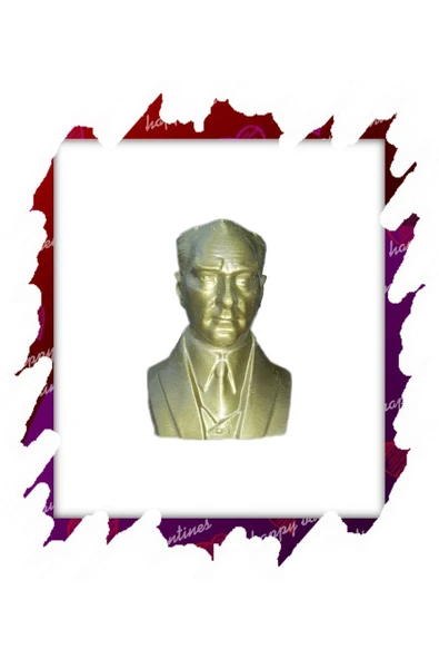 Parlak Gold Plastik Atatürk Heykeli Biblo 8 x 6 cm Özel Tasarım - 2