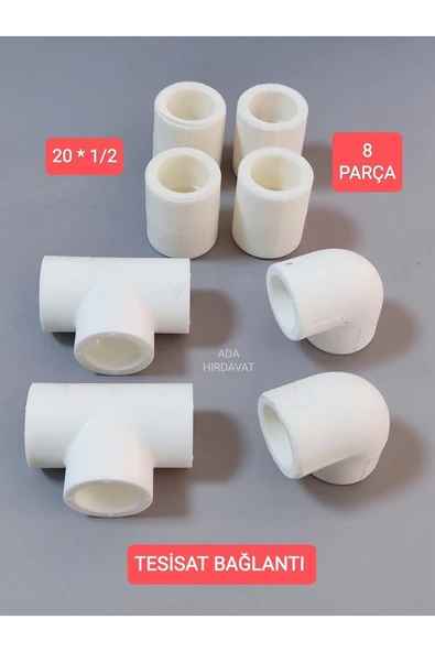 Pvc Boru 20*1/2 Pprc Kalorifer Doğalgaz Su Tesisatı Bağlantı Parçaları Seti ** 8 Parça