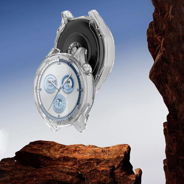 Huawei Watch GT5 46mm Kasa Kılıf Ve Ekran Koruyucu 360 Tam Koruma Kapak  ŞEFFAF - 3